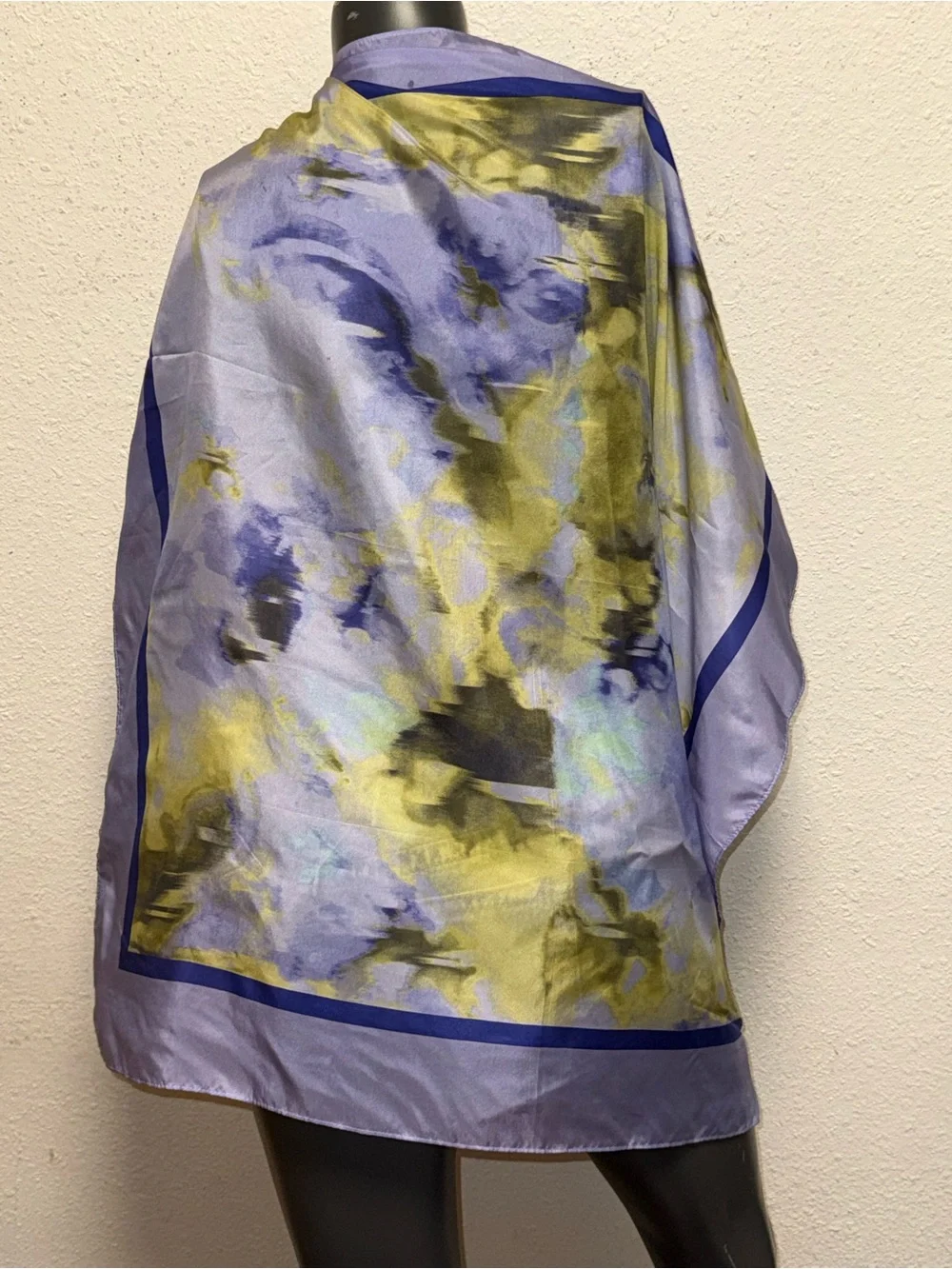 New York & Company Lavender, Yellow & Blue Abstract Silk Scarf